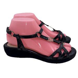 BeautiFeel Sandals Woman’s Sz EU 37 US 6.5-7  Strappy Black Patent Leather